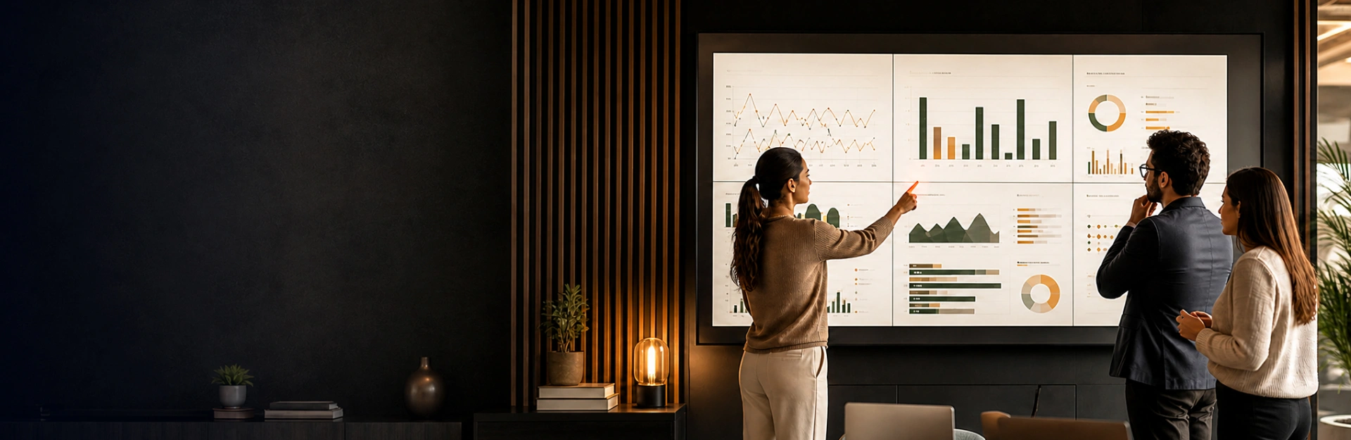 Data analytics team reviewing business intelligence dashboards