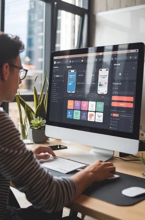 Developer building a responsive web application