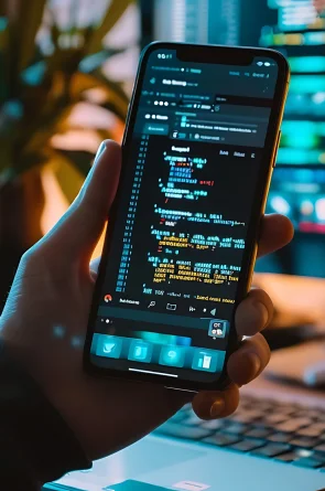 Mobile application development and source code on a smartphone